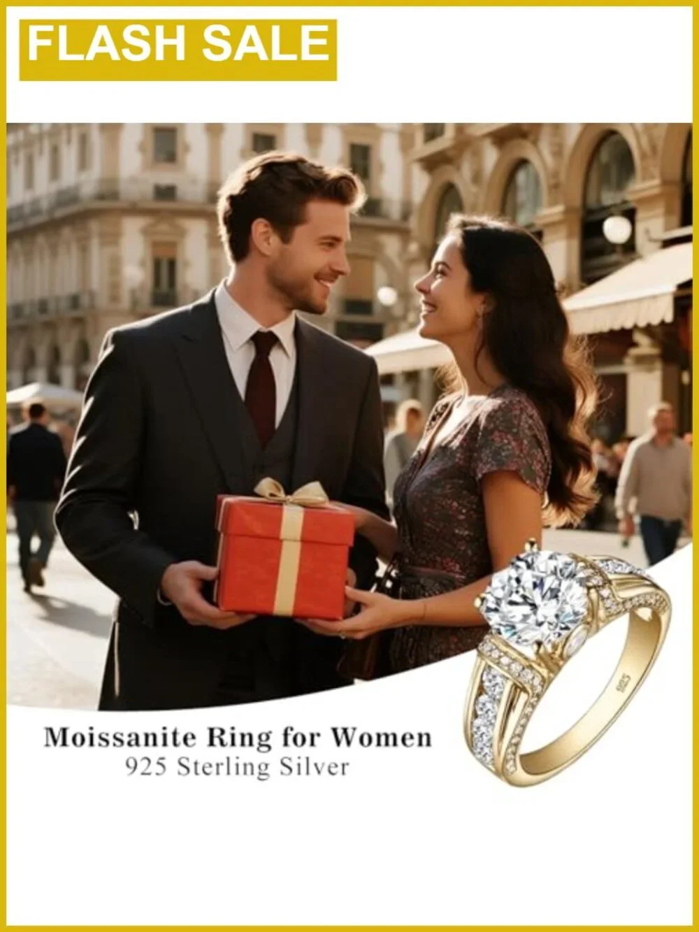 1 CT Moissanite Engagement Ring 925 Sterling Silver Round Cut VVS1